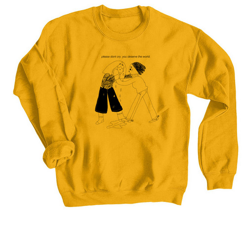 be soft ! be gentle ! be kind !, a Gold Crewneck Sweatshirt