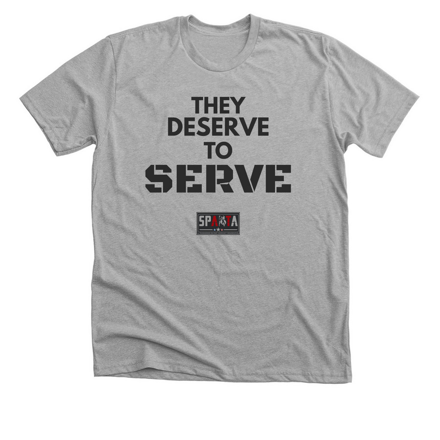 They Deserve To Serve: Support Trans Troops, a Athletic Heather Premium Unisex Tee