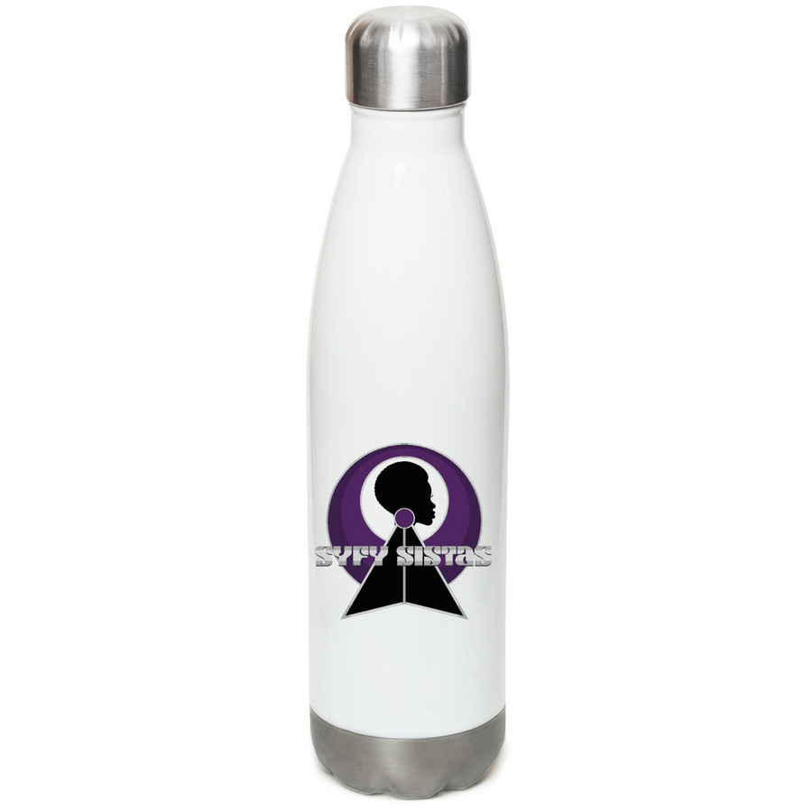 Subrina Enterprise, a White Stainless Steel Water Bottle (back-view)