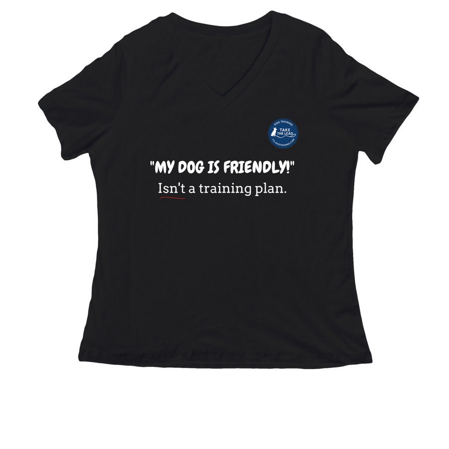 &nbsp;Friendly vs. Trained ? TTL Long Sleeve, a Black Women's Relaxed V-Neck Tee