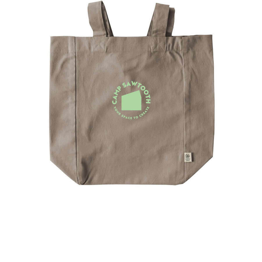 Camp Sawtooth Tote Bags, a Pumice Recycled Cotton Tote Bag