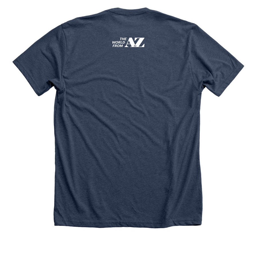 Wednesdays Are Mid Shirt, a Heather Navy Premium Unisex Tee (back-view)