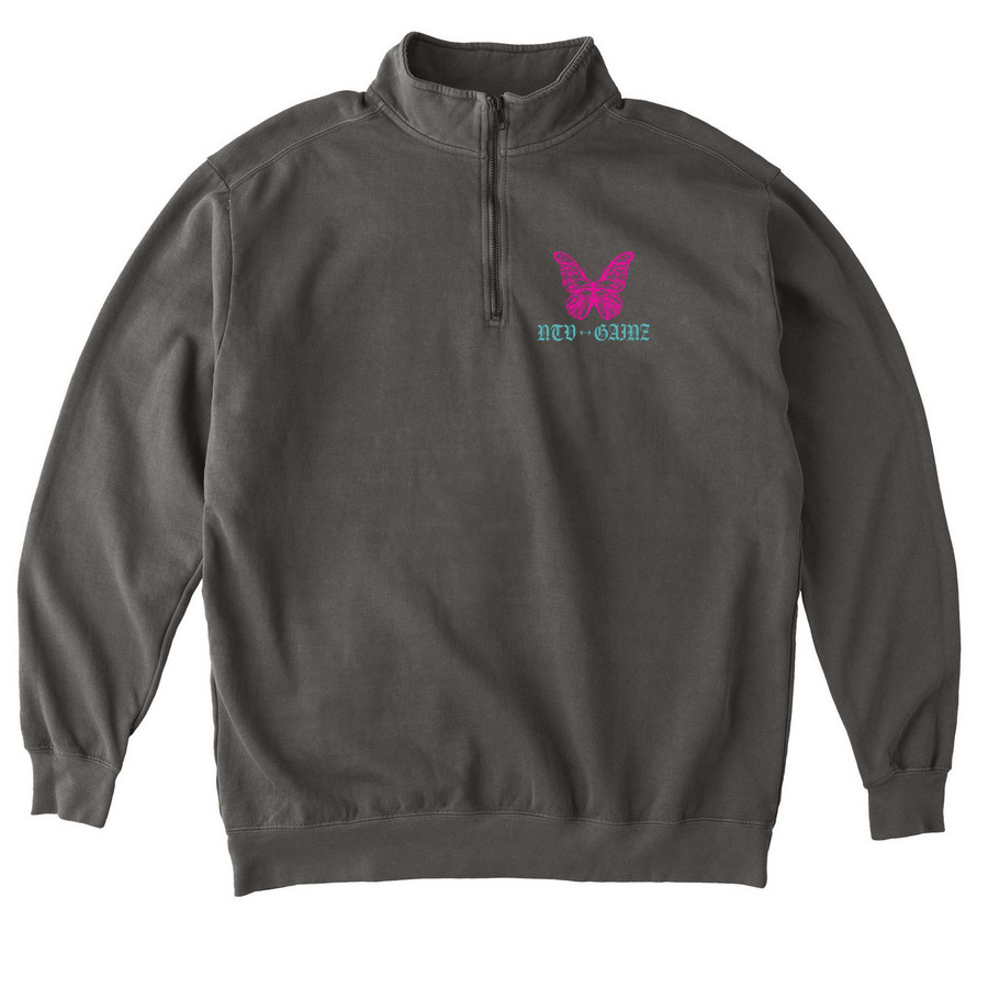 Butterfly GAINZ&nbsp;, a Pepper Comfort Colors Quarter Zip Pullover