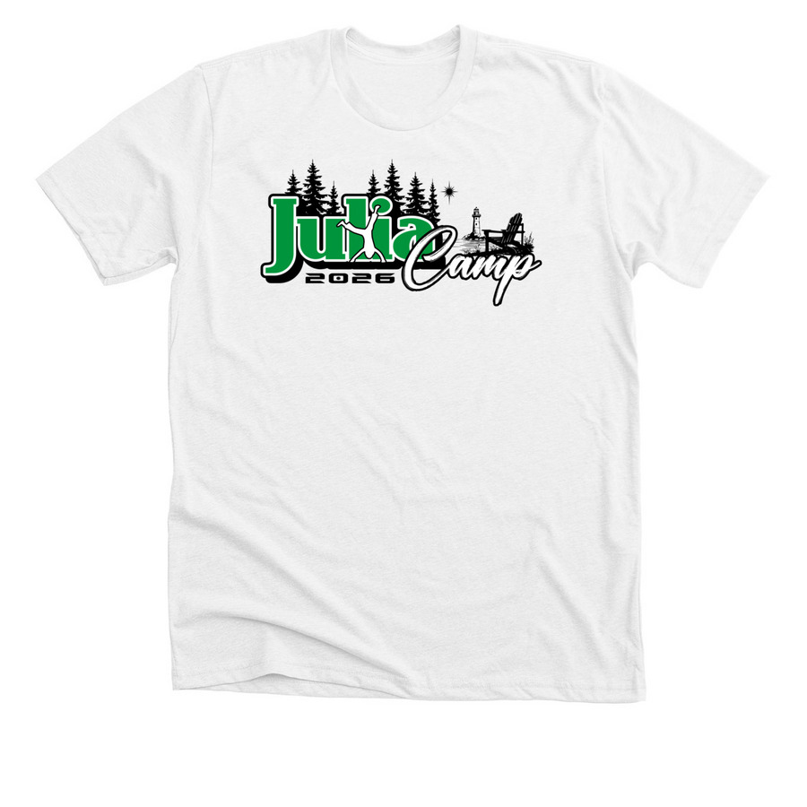 2026 Julia Camp Wear, a Solid White Blend Premium Unisex Tee