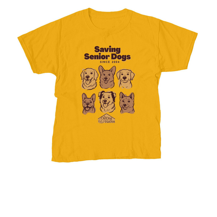 Saving Senior Dogs Since 2004, a Gold Youth Unisex Tee