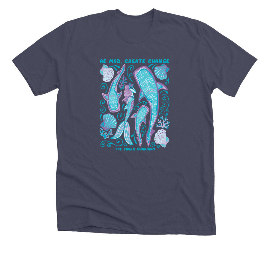 Be Mad, Create Change, a Heather Midnight Navy Premium Unisex Tee