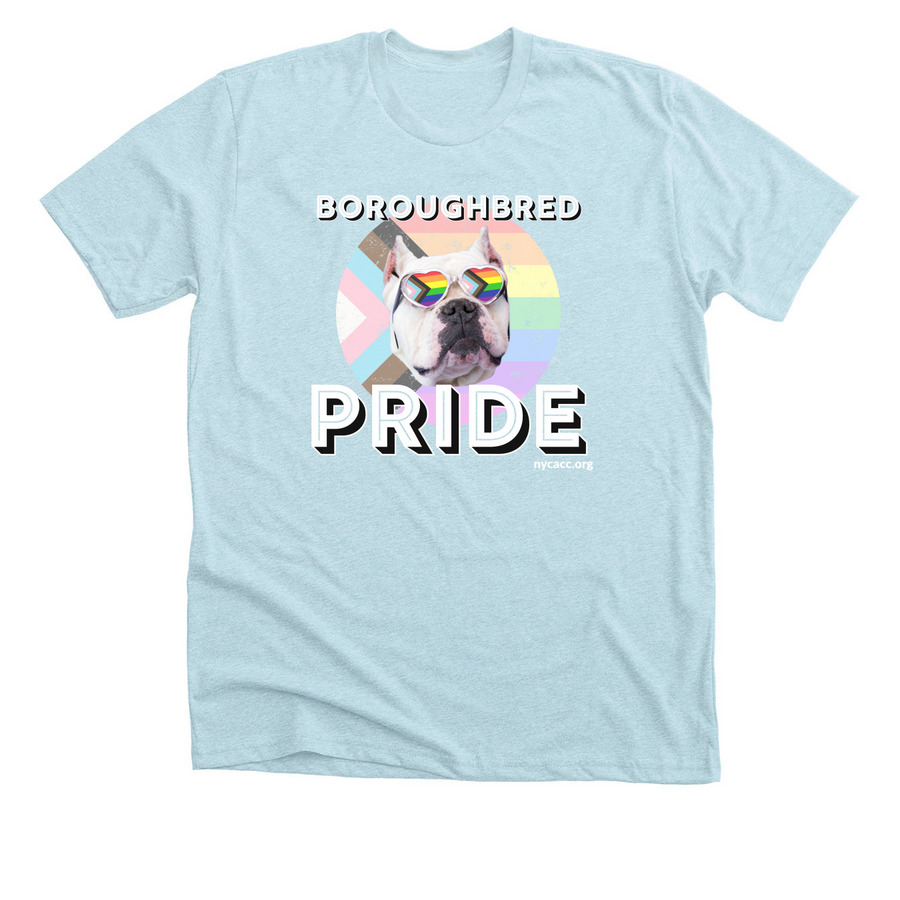 Boroughbred Pride T-Shirt 2023, a Heather Ice Blue Premium Unisex Tee
