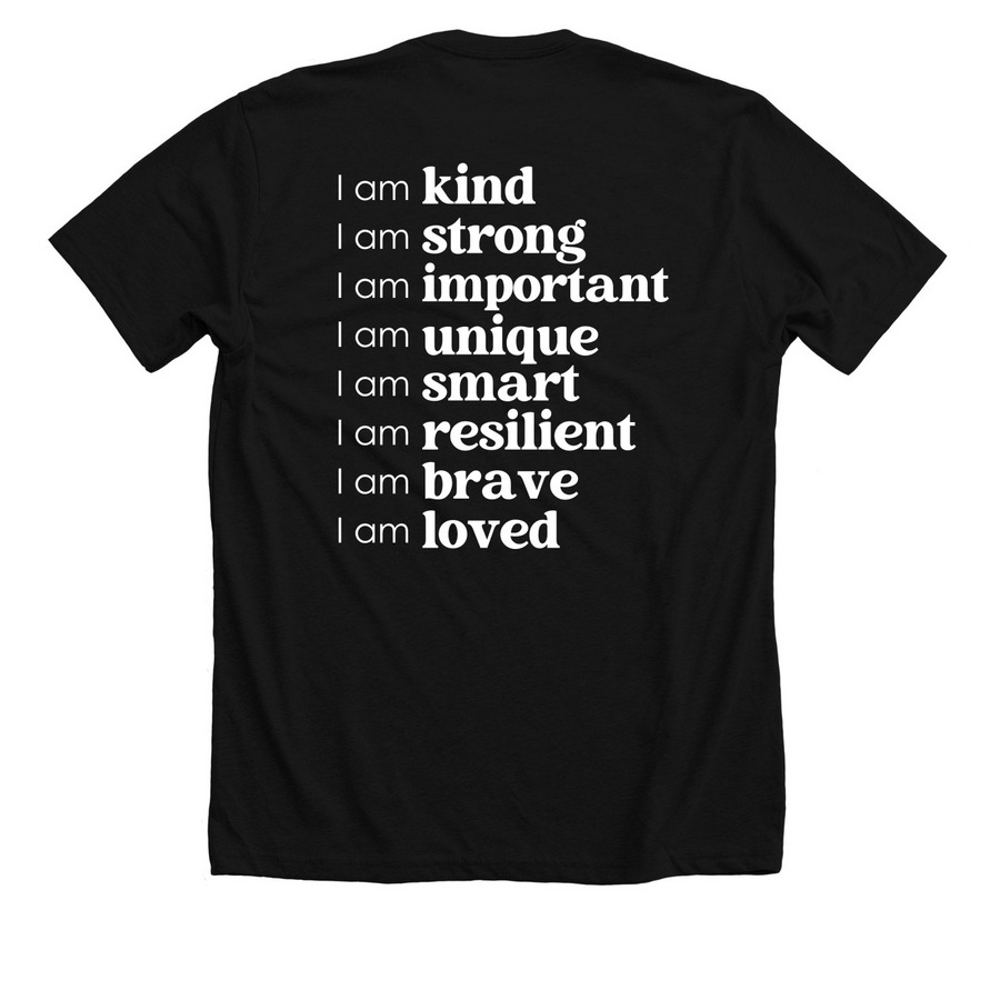 I AM Affirmation Collection in White!, a Solid Black Blend Premium Unisex Tee (back-view)