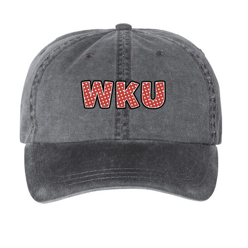 WKU Polka Dot Hats, a Black Printed Pigment Dye Baseball Cap