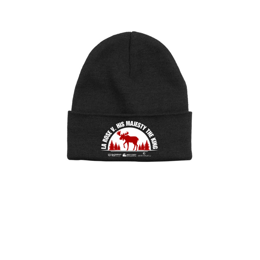 Youth v. Canada Moose Beanie, a Black Printed Base Camp Beanie
