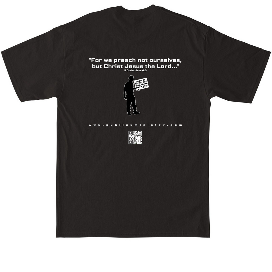 Jesus Saves from..., a Black Tall Classic Unisex Tee (back-view)