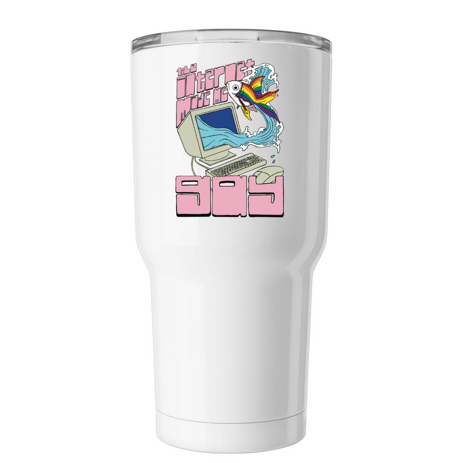 Tumbler | 2026 | Internet Fish, a White Insulated Tumbler