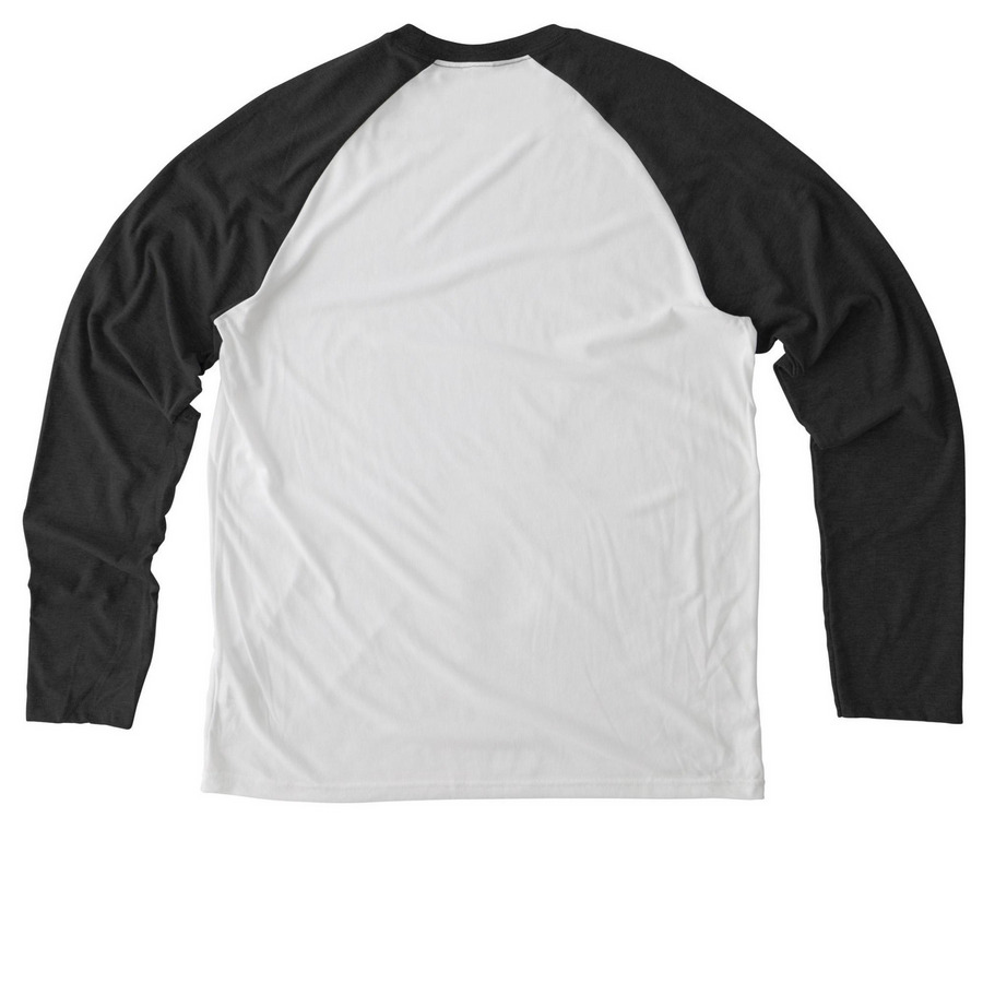 Baseball Tee, a Space Black/ Bright White Allmade Eco Triblend Colorblock Raglan Long Sleeve Tee (back-view)