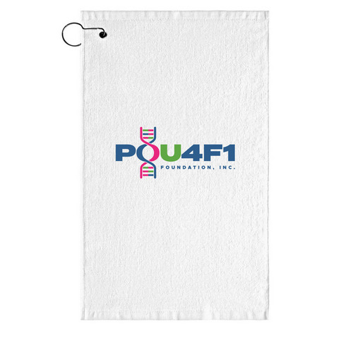 Golf Towel with Colored Logo, a White Golf Towel