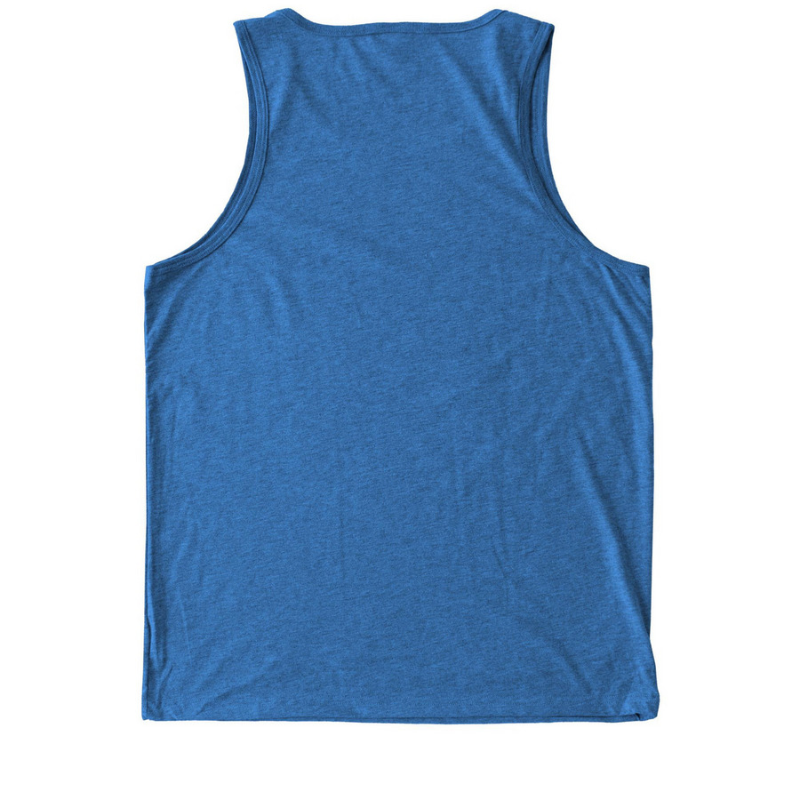 Swansboro West T-Shirts - White Logo on Front, a Azure Blue Allmade Eco Triblend Tank (back-view)