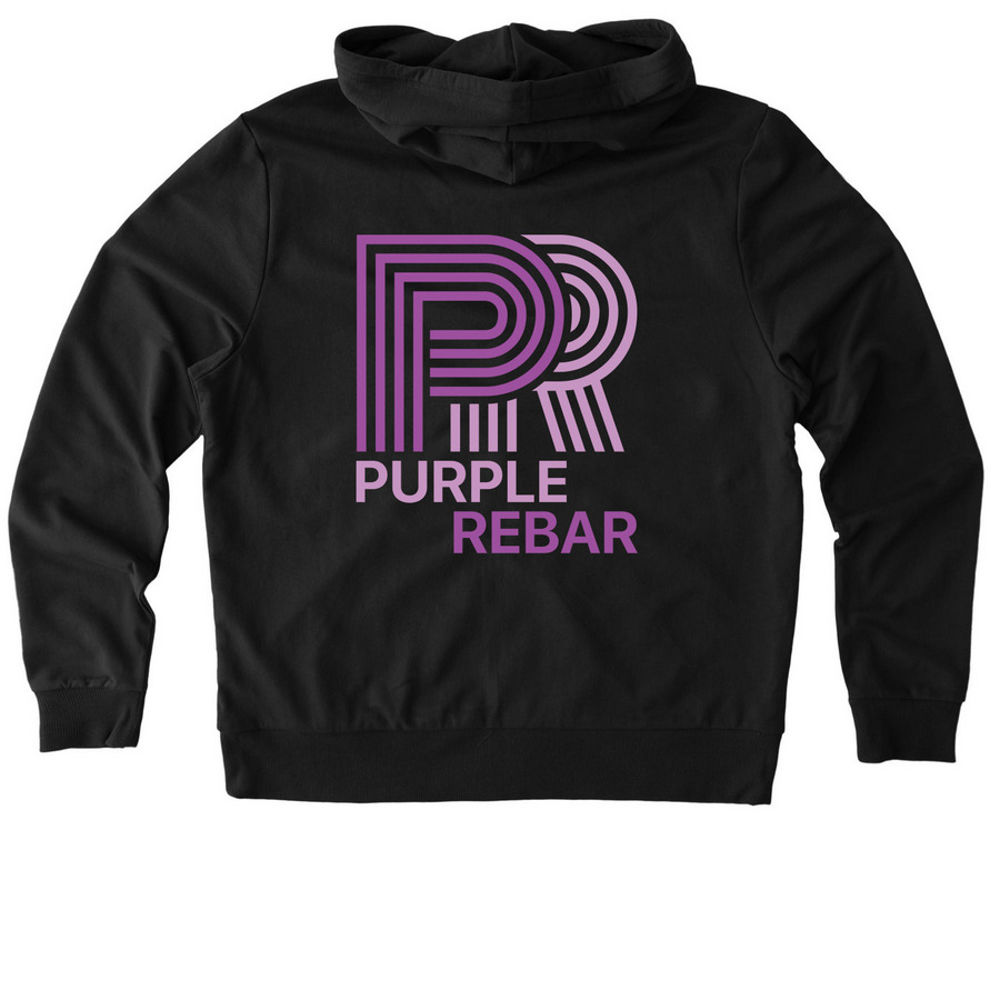 Purple Rebar Full-Zip Hoodie Black, a Deep Black Allmade Organic French Terry Zip Up Hoodie (back-view)
