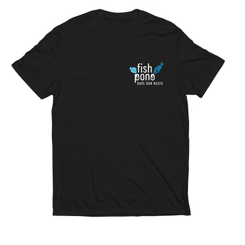 Fish Pono--Save Our Reefs, a Deep Black Allmade Eco Triblend Unisex Tee