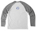 Ride Bikes, Stay Wild, a Aluminum Grey/ Bright White Allmade Eco Triblend Colorblock Raglan Long Sleeve Tee (back-view)