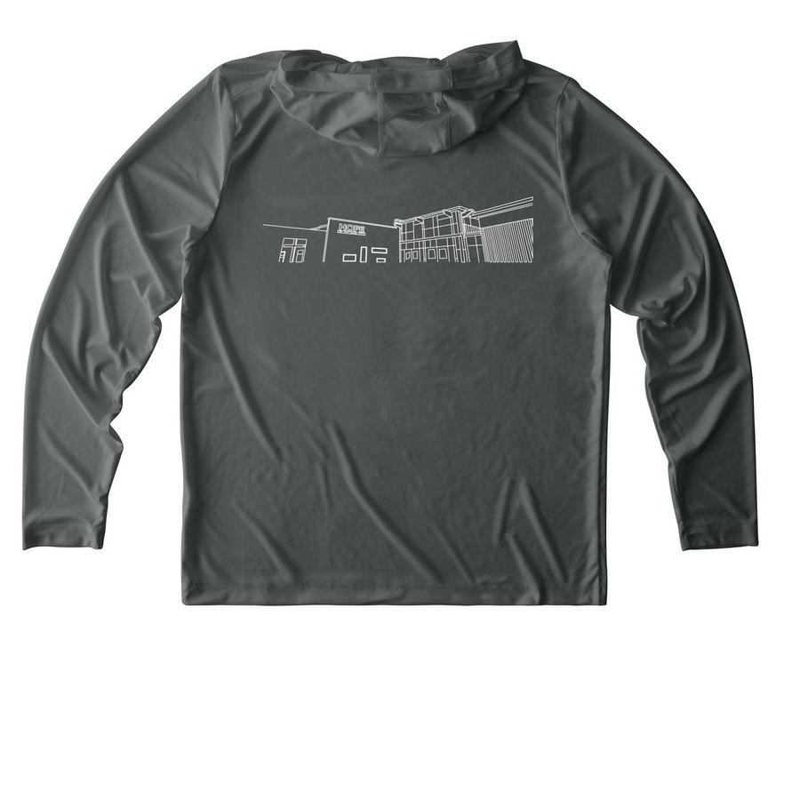 Special Needs Hoodie, a Dark Smoke Grey UV Performance Long Sleeve Hoodie (back-view)