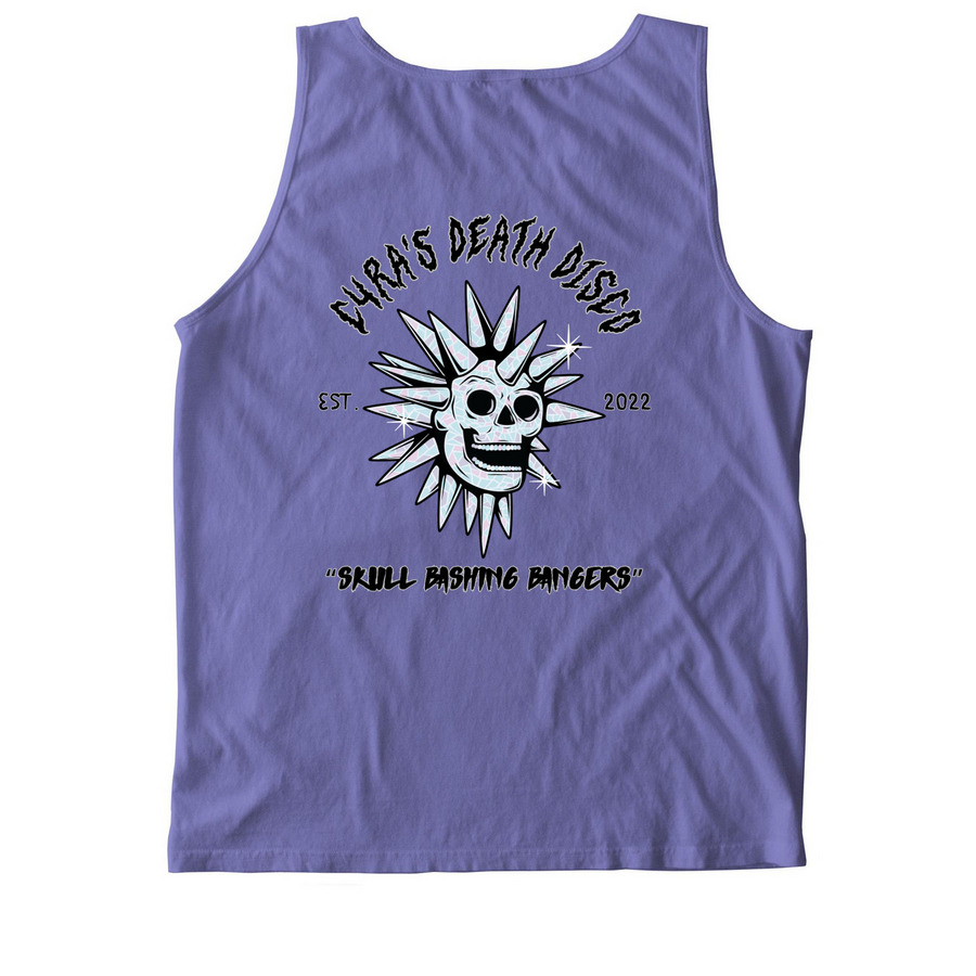 Death Disco Tank, a Violet Comfort Colors Tank Top (back-view)