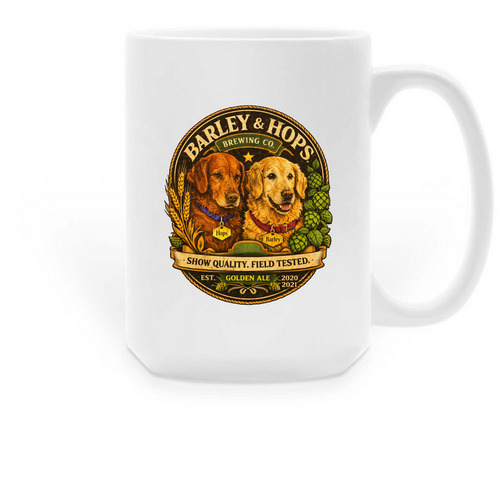 Barley & Hops Mugs, a White Large Coffee Mug