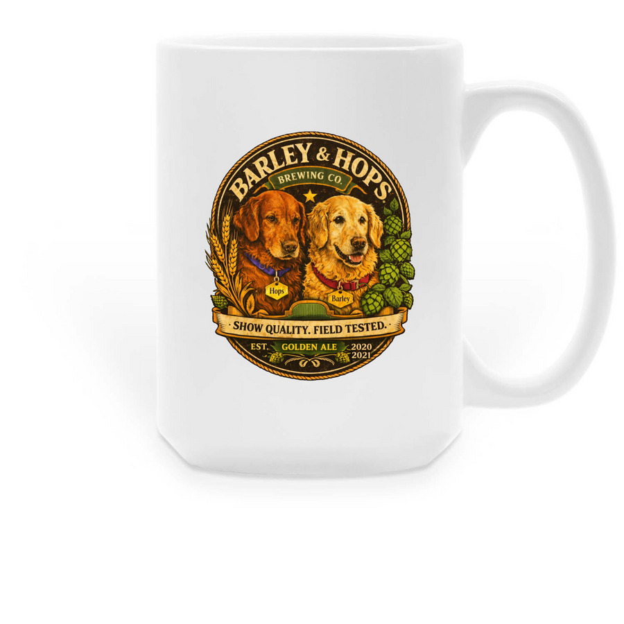 Barley & Hops Mugs, a White Large Coffee Mug
