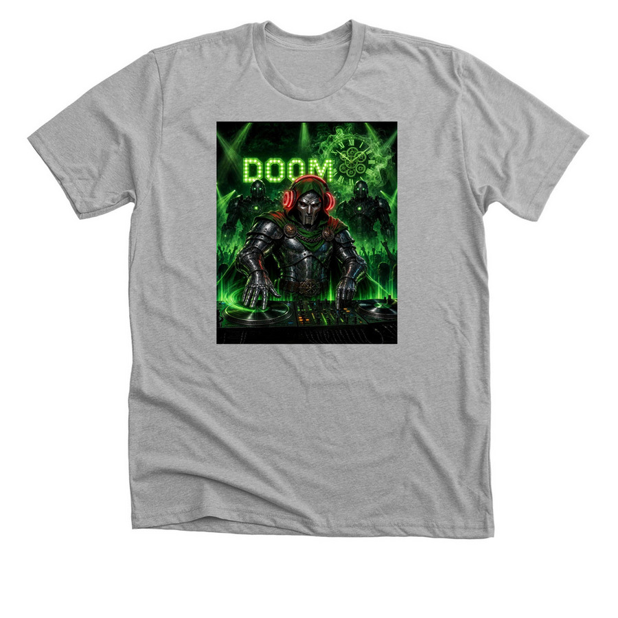 D O O M, a Athletic Heather Premium Unisex Tee