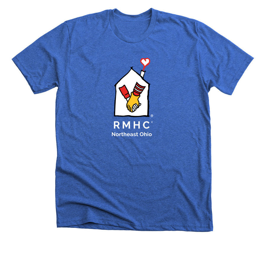 RMHC NEO Branded Apparel, a Heather True Royal Premium Unisex Tee
