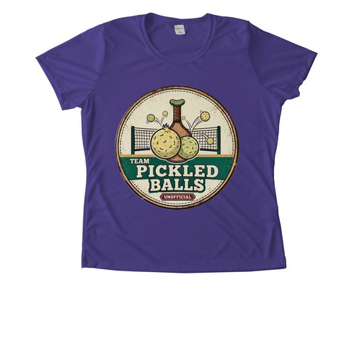Team Pickled Balls, a Purple Women's Performance Tee