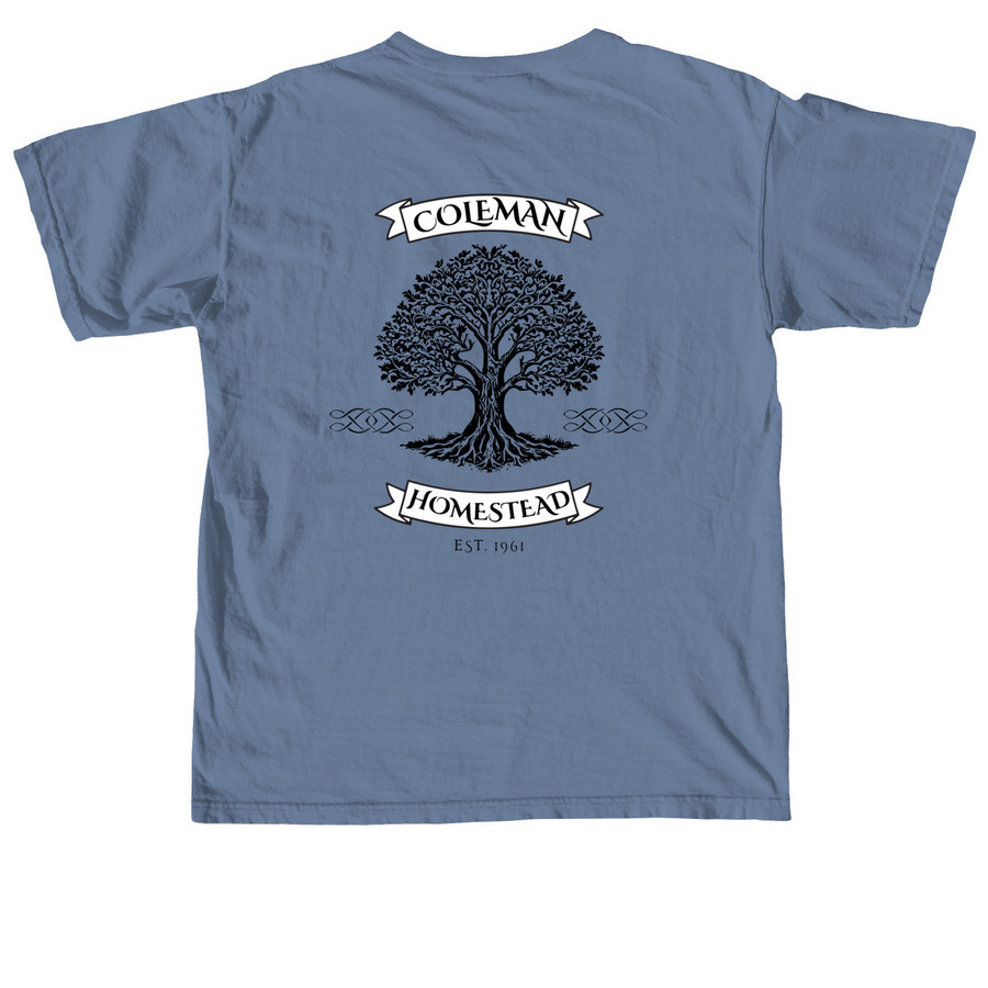 Classic Coleman Homestead&nbsp;, a Blue Jean Comfort Colors Unisex Tee (back-view)