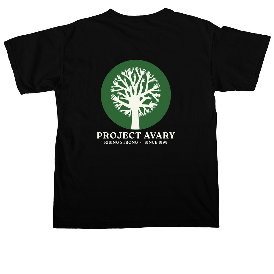 (AT COST!) The Avary Heritage, a Black Comfort Colors Unisex Tee (back-view)