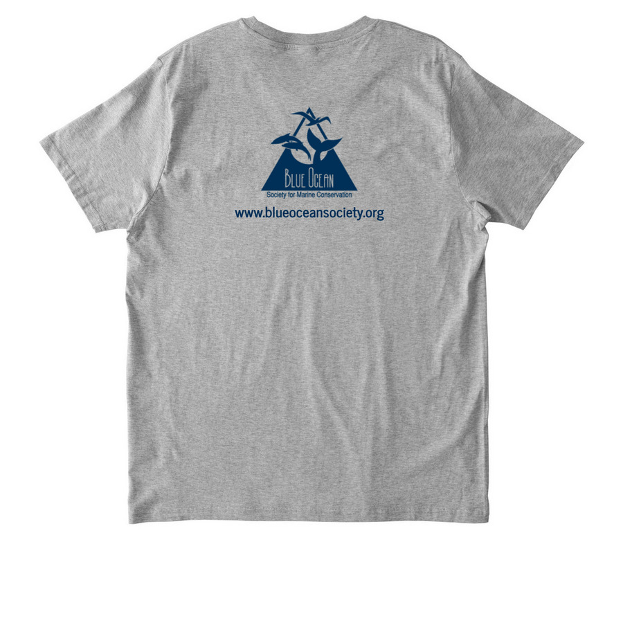 Keep the Ocean Clean, a Heather Grey Stanley/Stella Unisex Rocker Tee (back-view)