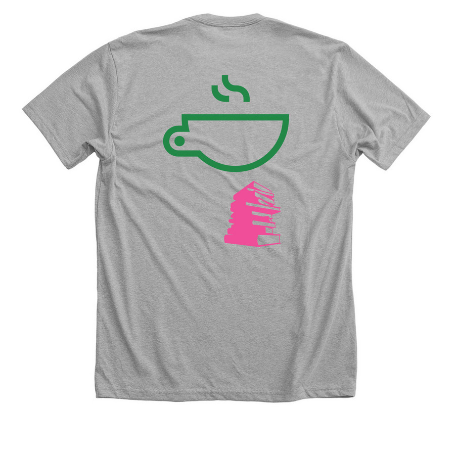 Coffee & books, a Athletic Heather Premium Unisex Tee (back-view)