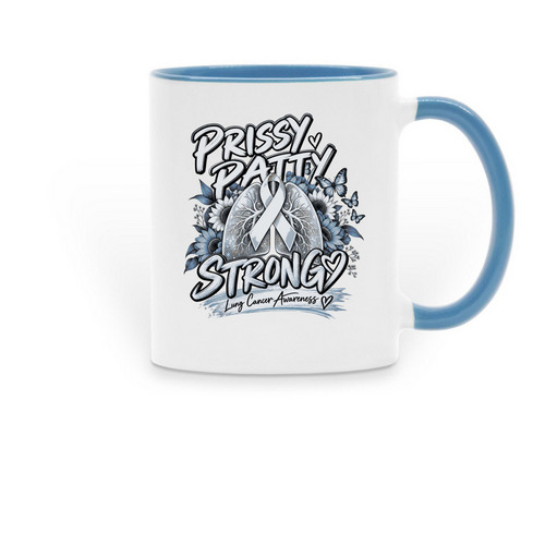 Raise a Cup for Patty ?, a Light Blue Two-Tone Ceramic Mug