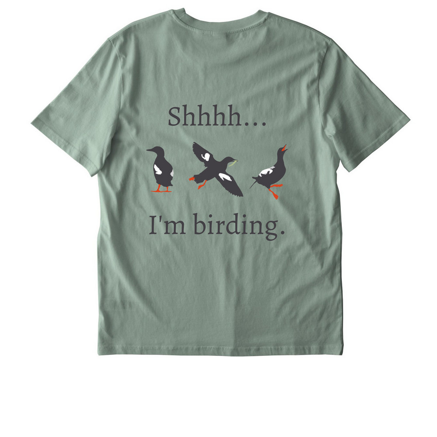 Shhhh...I'm birding. Full Logo., a Aloe Stanley/Stella Unisex Creator 2.0 Tee (back-view)