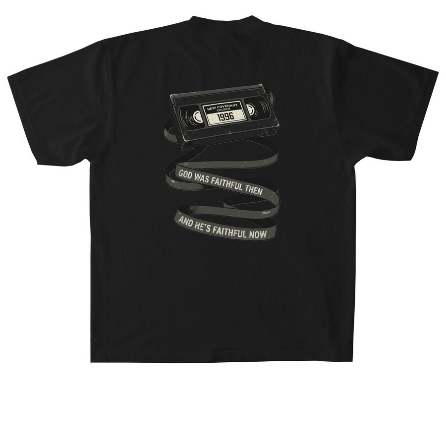 The VHS, a Black Heavyweight Garment Dye Tee (back-view)