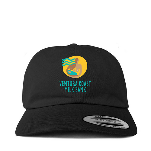 Milk Bank Hats with Text, a Black Printed Classic Baseball Cap