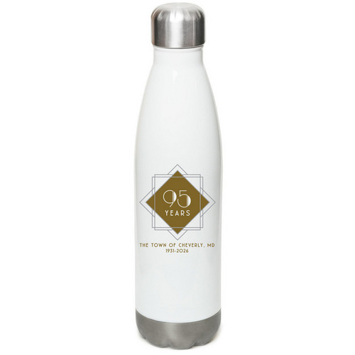 Cheverly 95th Anniversary Water Bottle, a White Stainless Steel Water Bottle