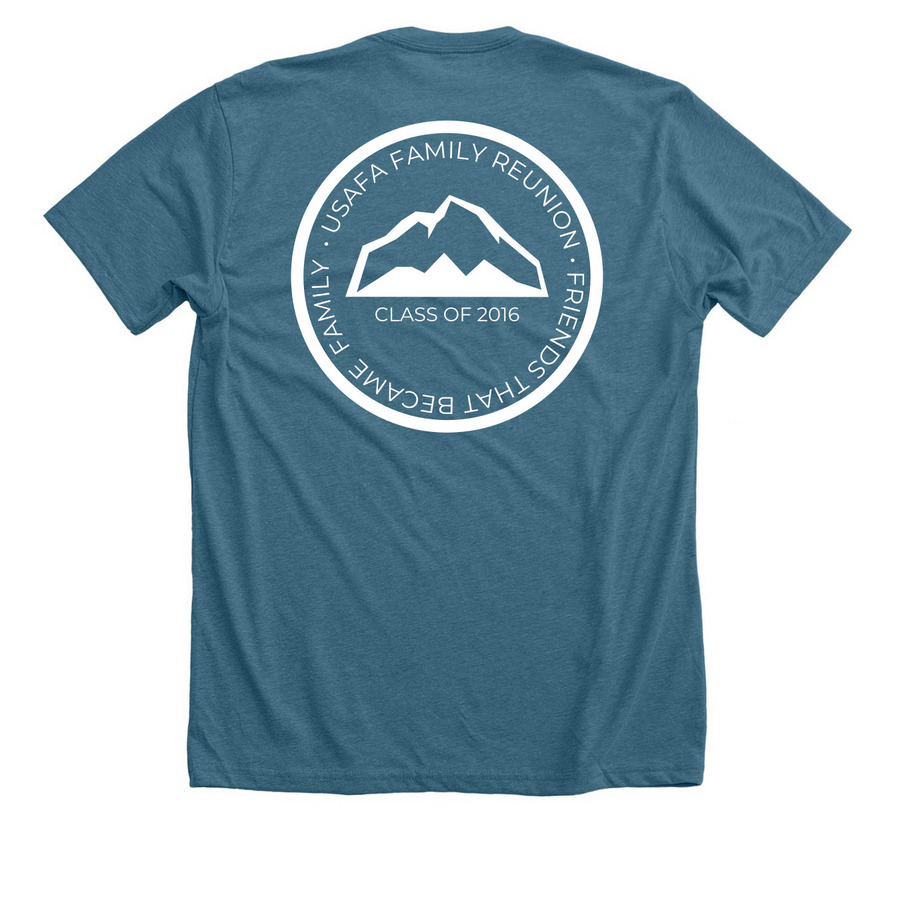 USAFA 2016 reunion shirt, a Heather Deep Teal Premium Unisex Tee (back-view)