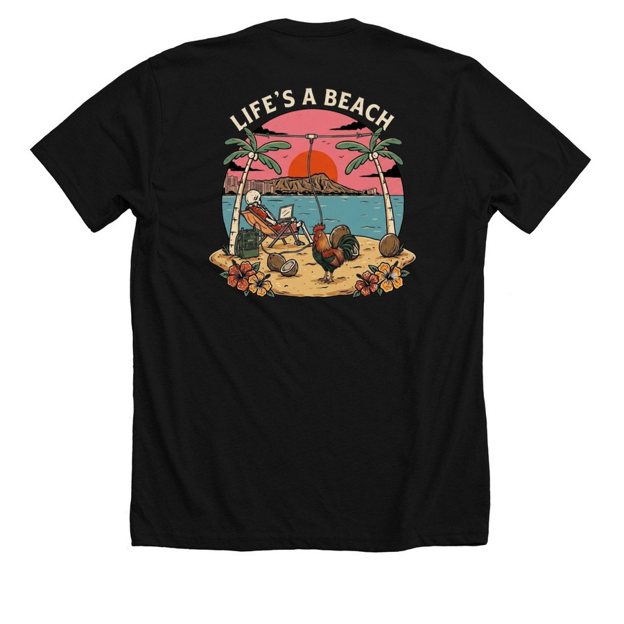 IZLND HOPPR, a Solid Black Blend Premium Unisex Tee (back-view)