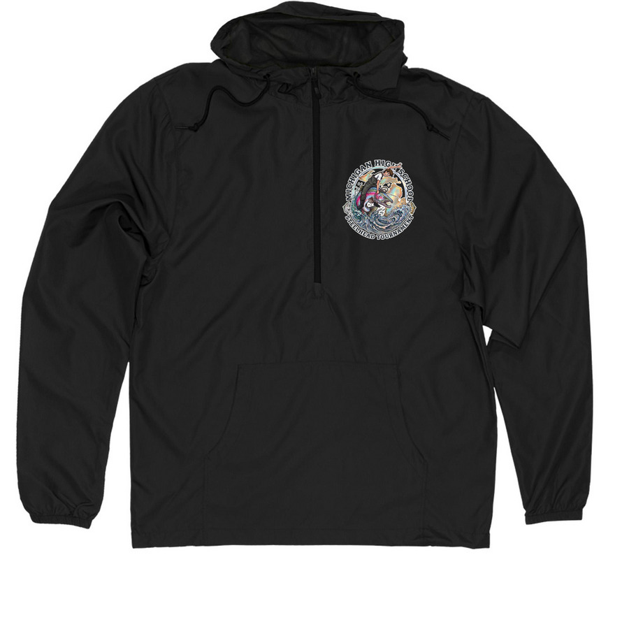 MHSST Jacket Logo Front/Back - Male, a Black Quarter-Zip Windbreaker