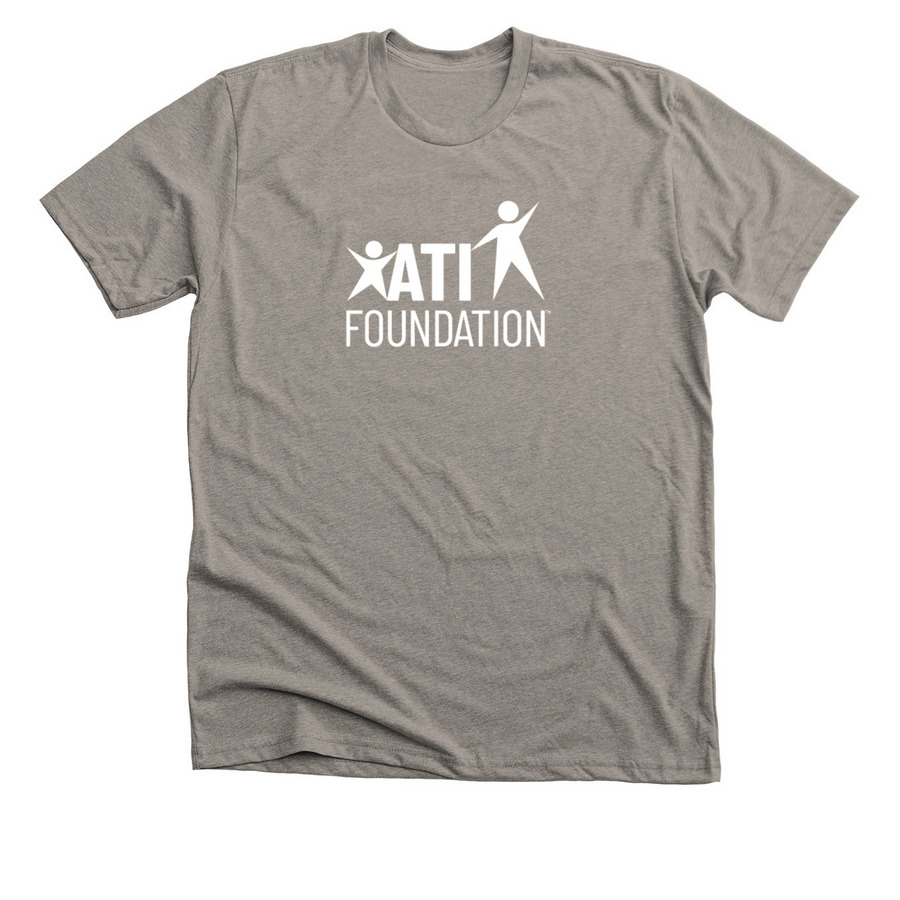 ATI Foundation White Logo, a Heather Stone Premium Unisex Tee