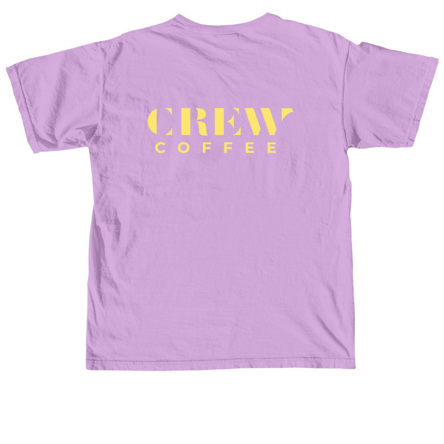 Trolley Lapel Logo & Yellow Crew, a Neon Violet Comfort Colors Unisex Tee (back-view)