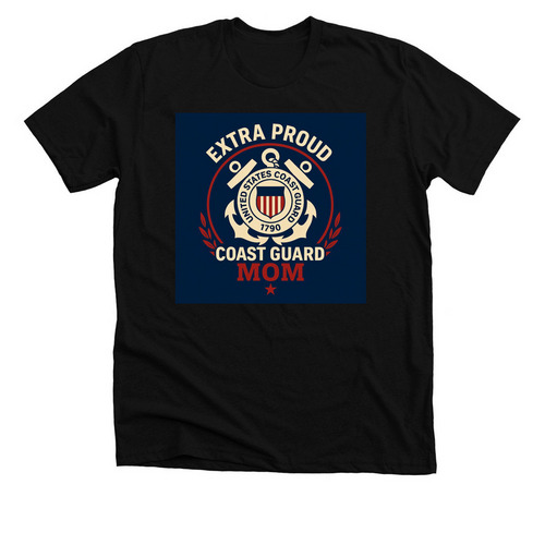 EXTRA COAST GUARD MOM, a Solid Black Blend Premium Unisex Tee