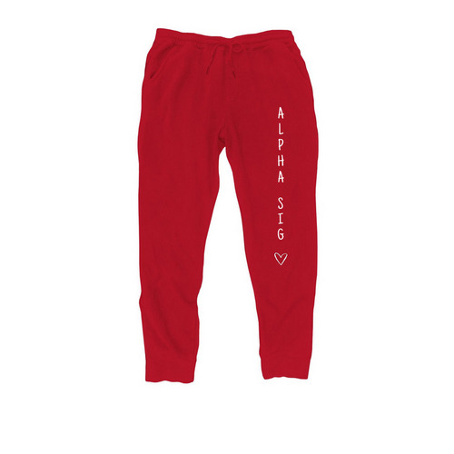 Alpha Sig Red Joggers, a Red Midweight Fleece Joggers