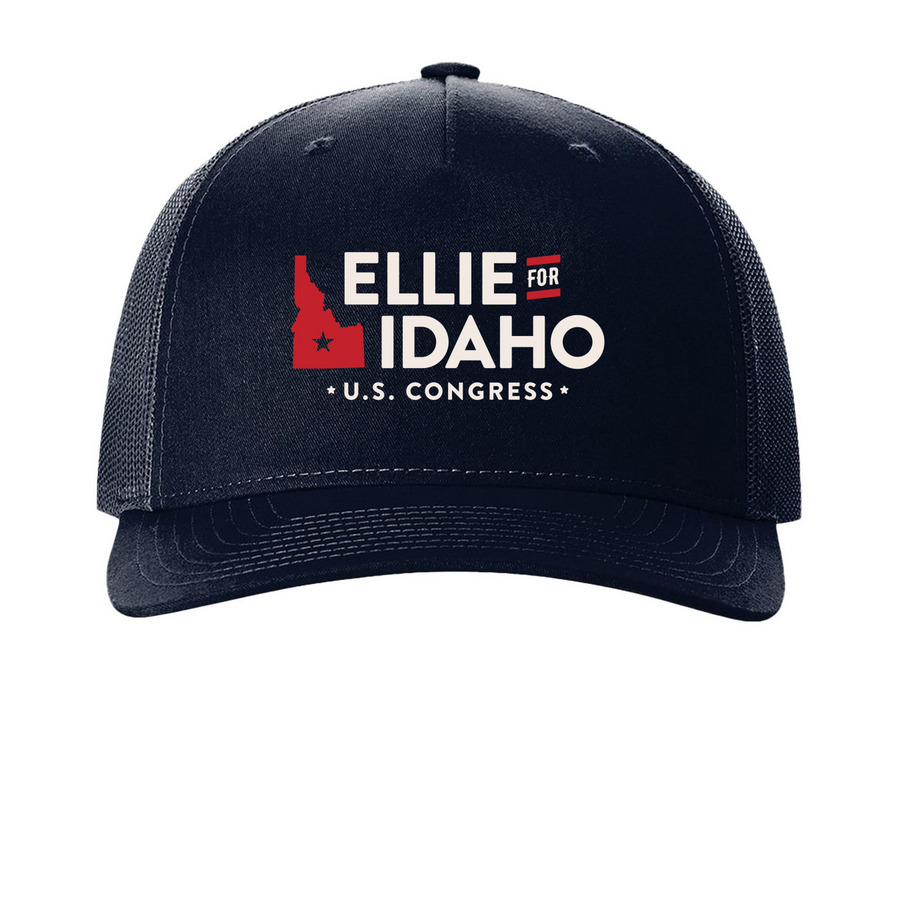 Navy Trucker Hat, a Navy Printed Five-Panel Trucker Cap