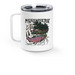 Salmon Mug, a White Stainless Steel Travel Mug (back-view)