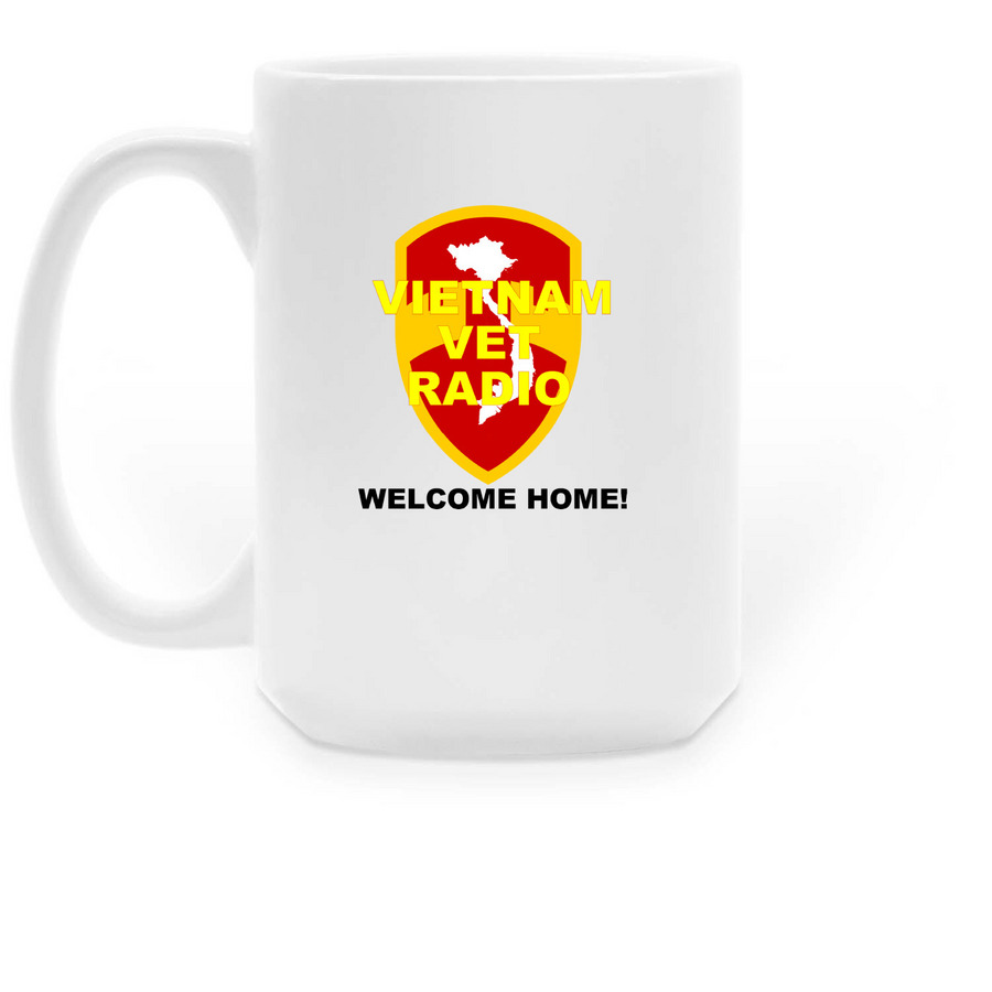 Vietnam Vet Radio, a White Large Coffee Mug (back-view)