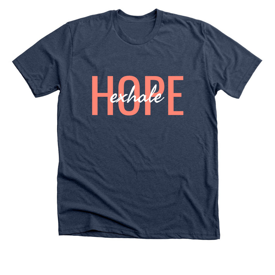 EXHALE HOPE, a Heather Navy Premium Unisex Tee
