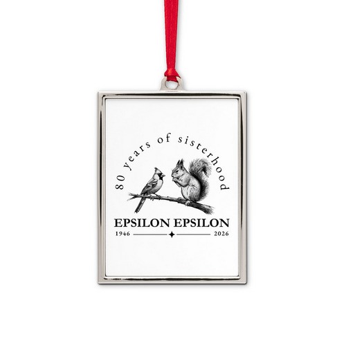 Epsilon Epsilon 80th Anniversary Ornament, a White Silver Portrait Frame Ornament